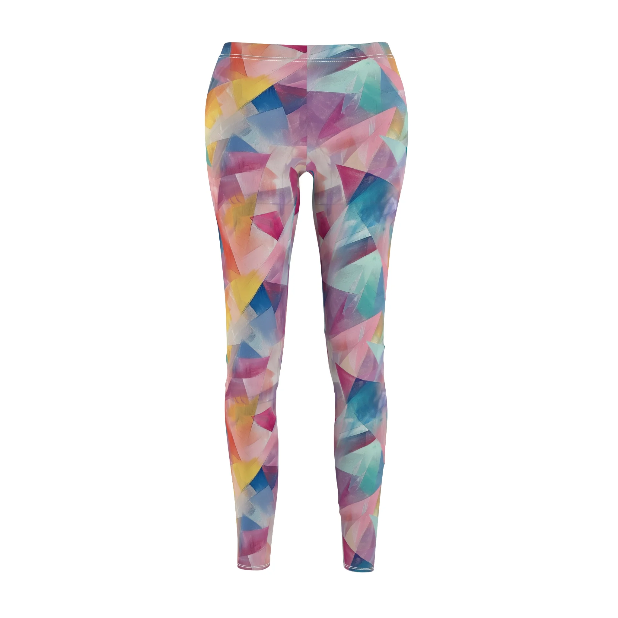 Pastel Geometric Abstract Pattern Leggings – Modern and Artistic Yoga Pants - Image 2