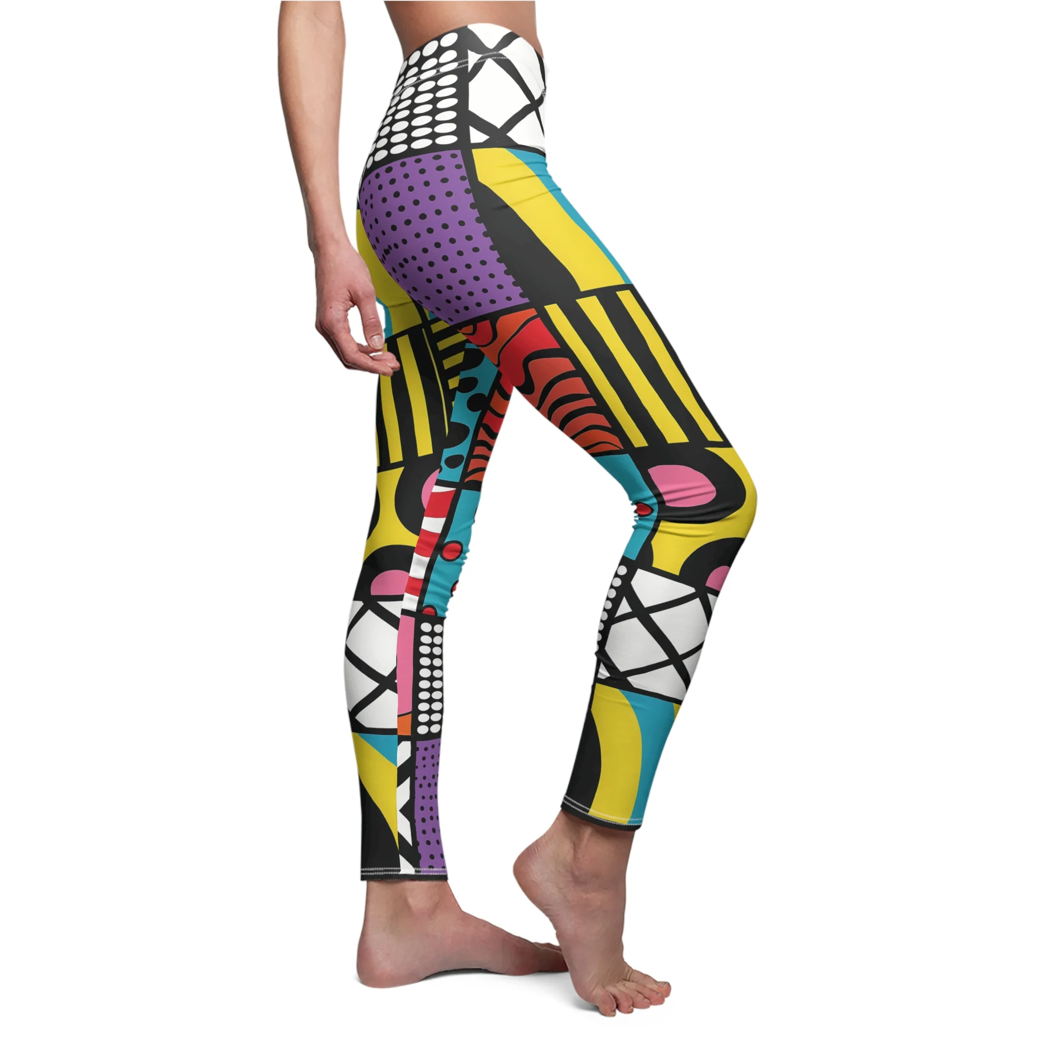 Pop Art Geometric Squares Pattern Leggings – Vibrant and Playful Design for Unique Style - Image 6