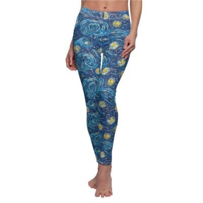 Starry Night Inspired Pattern Leggings – Artistic and Dreamy Design for Activewear