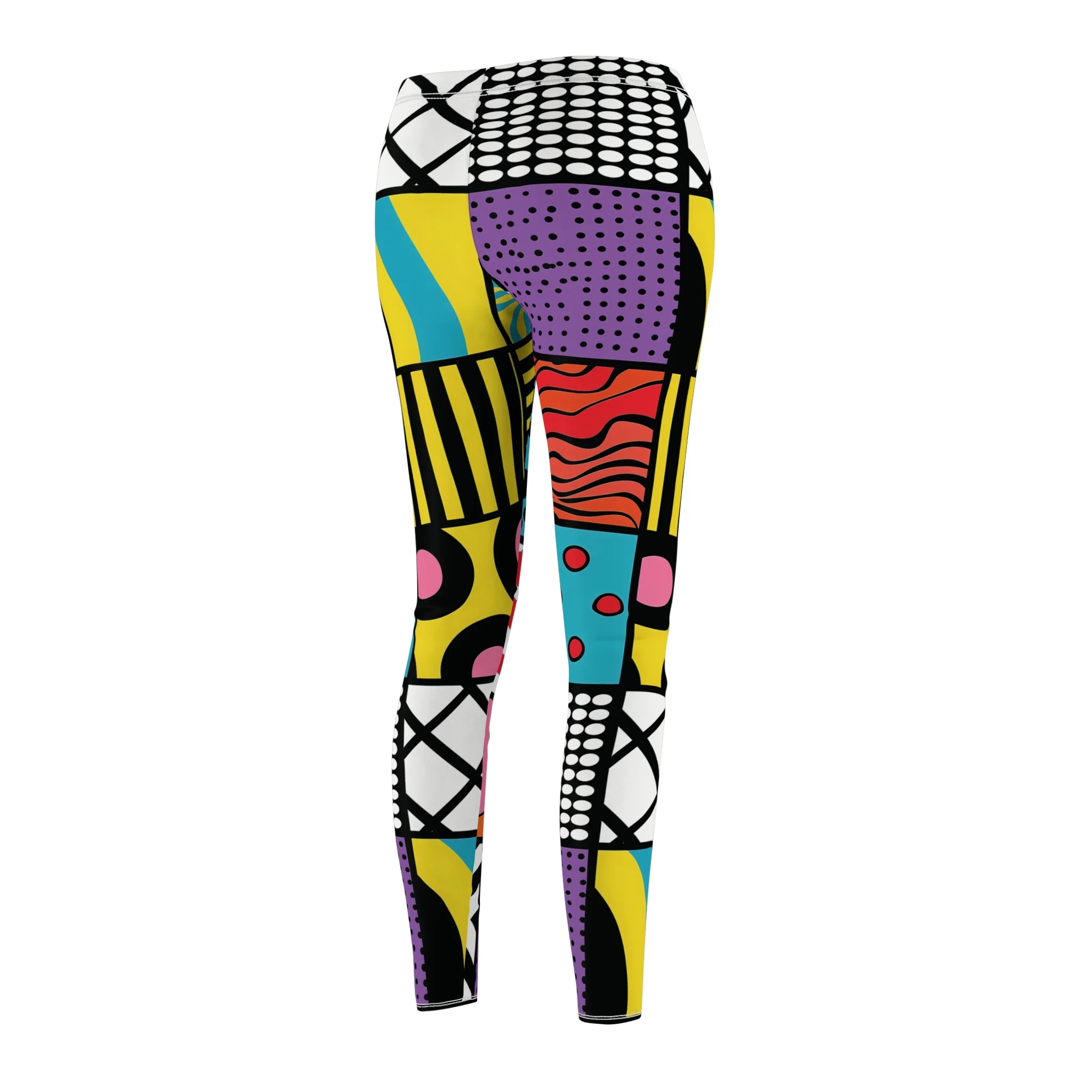 Pop Art Geometric Squares Pattern Leggings – Vibrant and Playful Design for Unique Style - Image 5