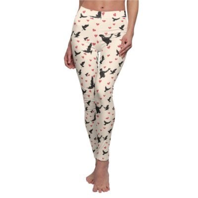 Street Art Birds and Hearts Pattern Leggings – Bold and Expressive Banksy-Style Yoga Pants