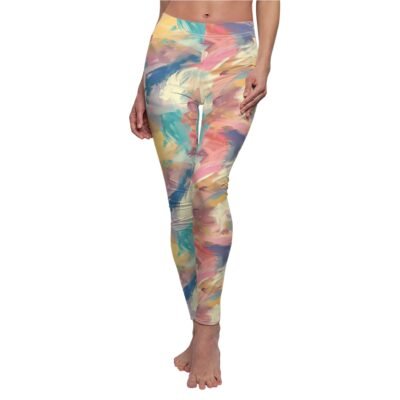 Pastel Abstract Brushstrokes Leggings – Soft and Artistic Design for Activewear