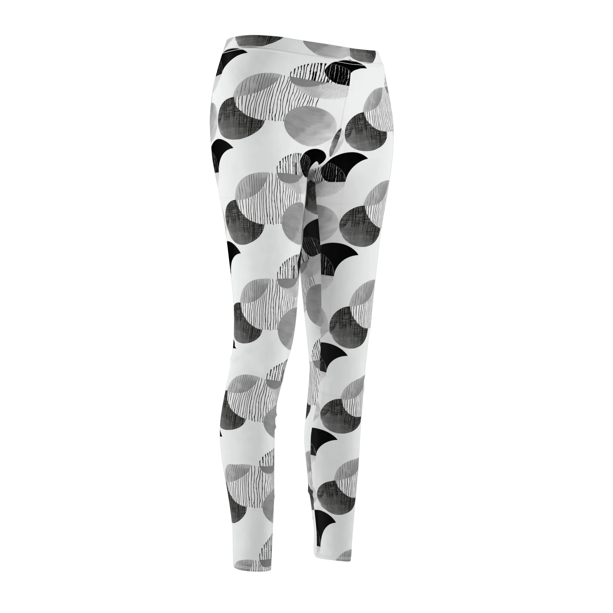 Monochrome Geometric Pattern Leggings – Chic Black and White Design for Modern Style - Image 4