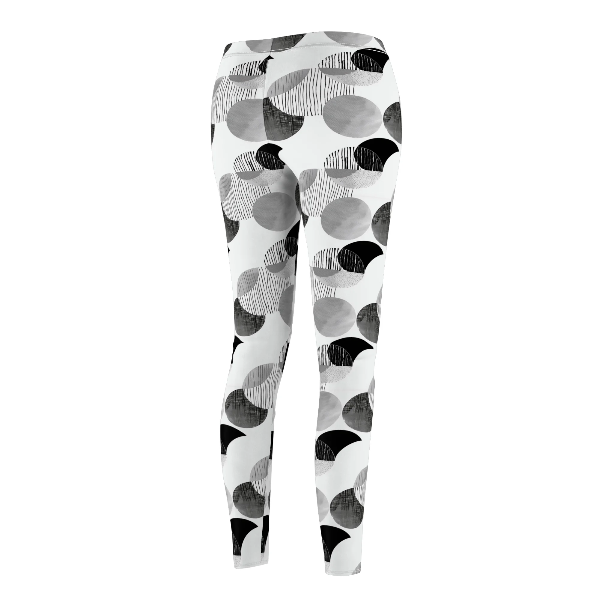 Monochrome Geometric Pattern Leggings – Chic Black and White Design for Modern Style - Image 5