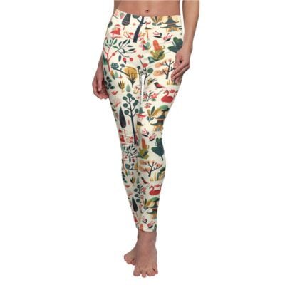 Whimsical Asian Village Illustration Leggings – Charming and Artistic Yoga Pants
