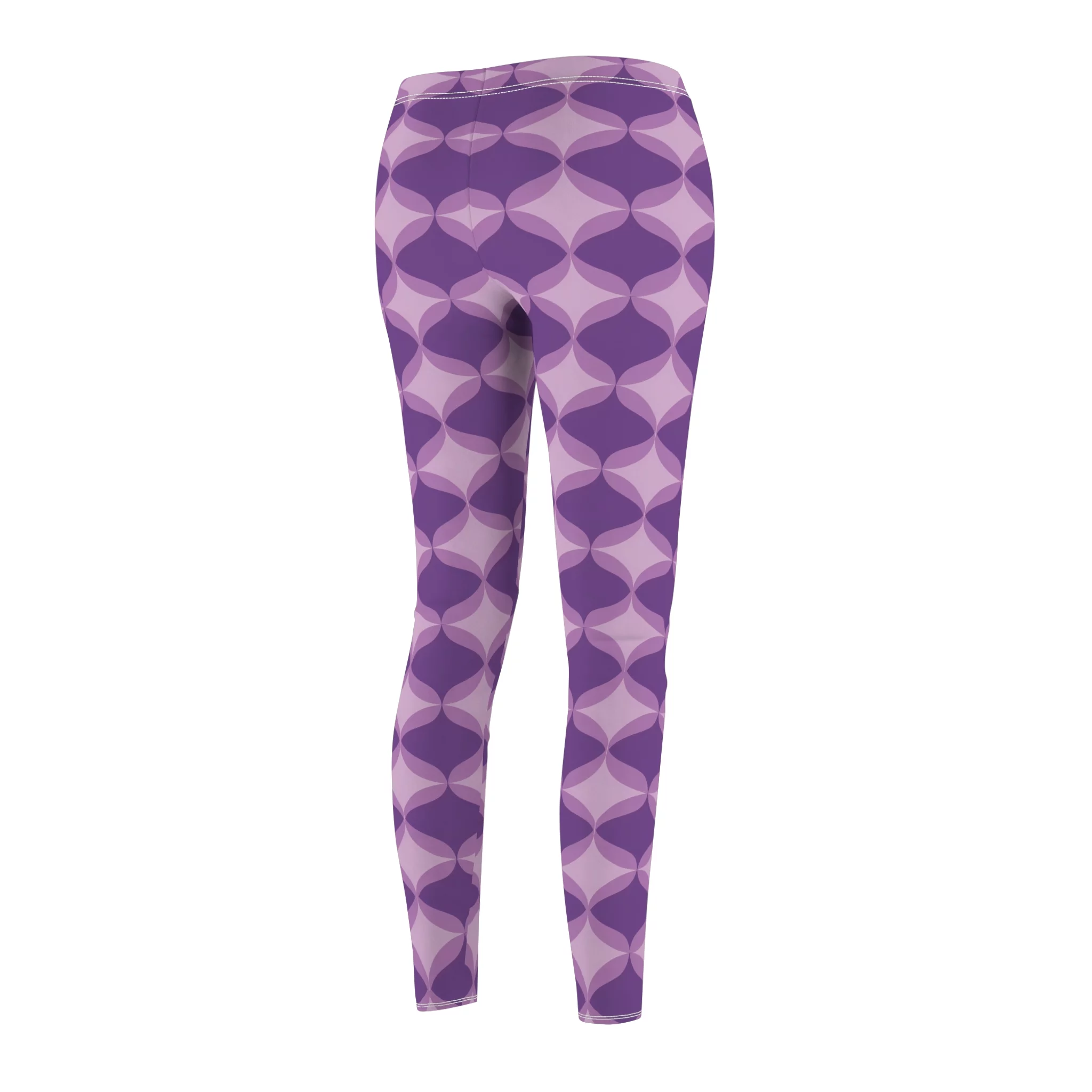Interlocking Shades of Purple Pattern Leggings - Geometric Purple Yoga Pants - Image 5