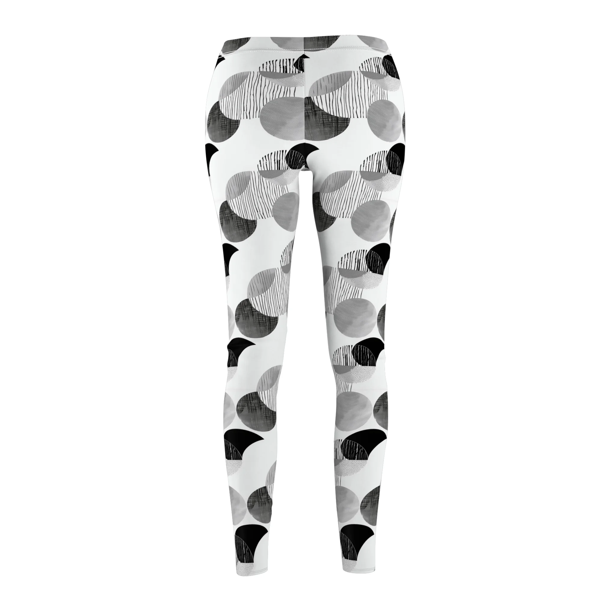 Monochrome Geometric Pattern Leggings – Chic Black and White Design for Modern Style - Image 3
