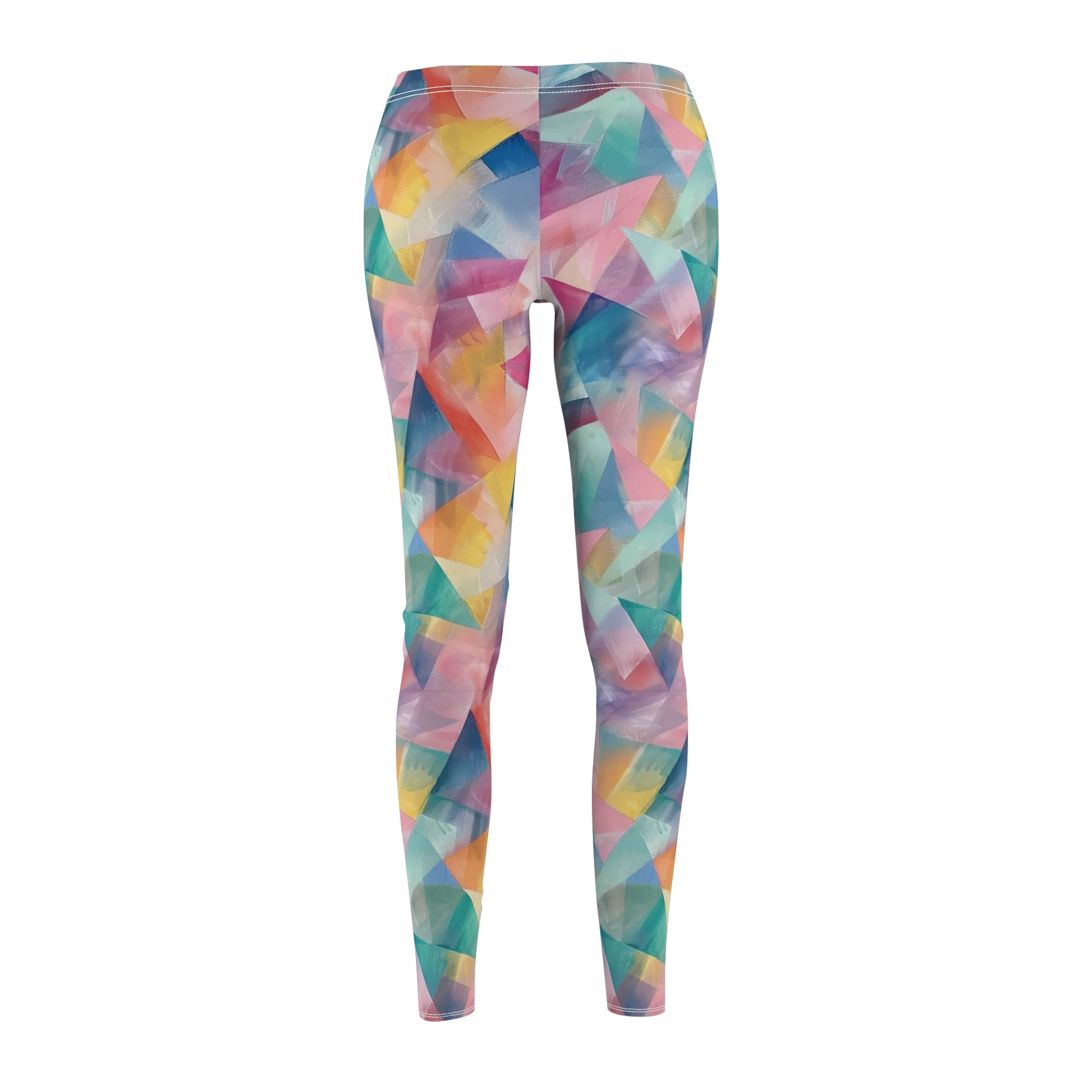 Pastel Geometric Abstract Pattern Leggings – Modern and Artistic Yoga Pants - Image 3