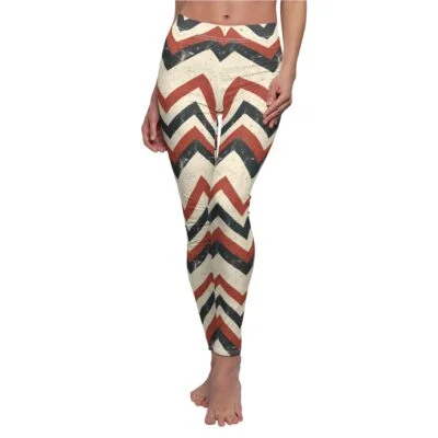 Vintage Chevron Pattern Leggings – Distressed Retro Yoga Pants