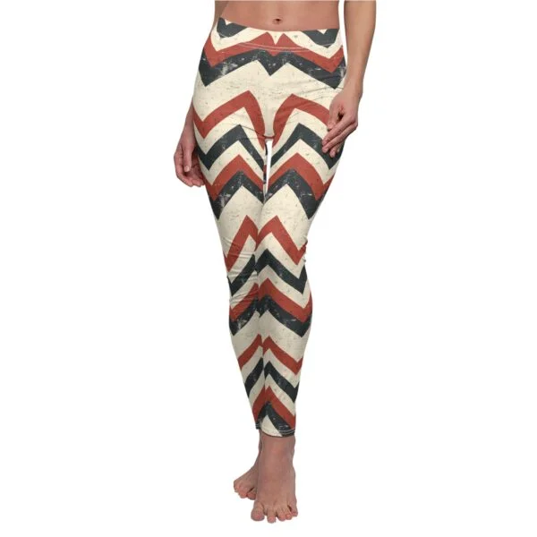 Vintage Chevron Pattern Leggings – Distressed Retro Yoga Pants