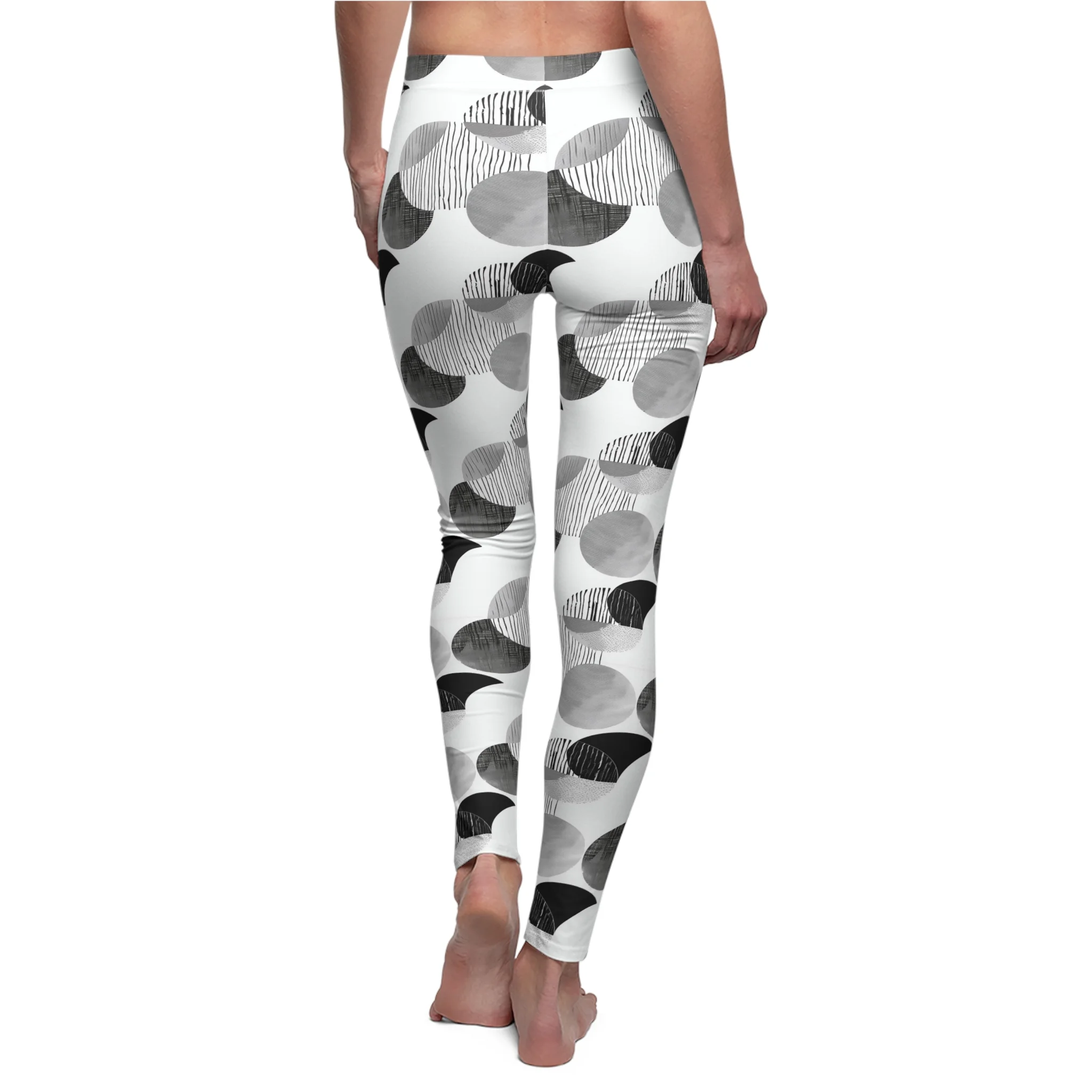 Monochrome Geometric Pattern Leggings – Chic Black and White Design for Modern Style - Image 7