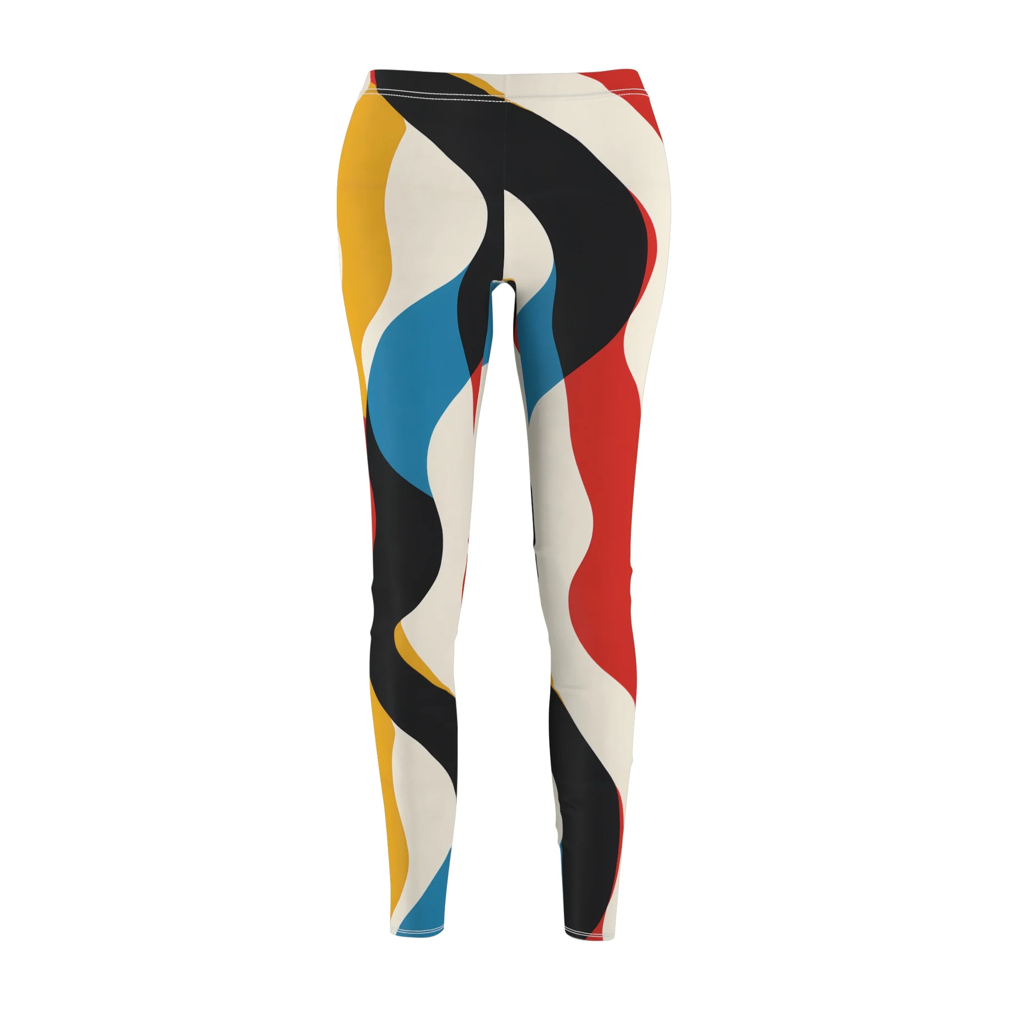 Abstract Pop Art Wave Pattern Leggings — Bold and Colorful Yoga Pants - Image 2