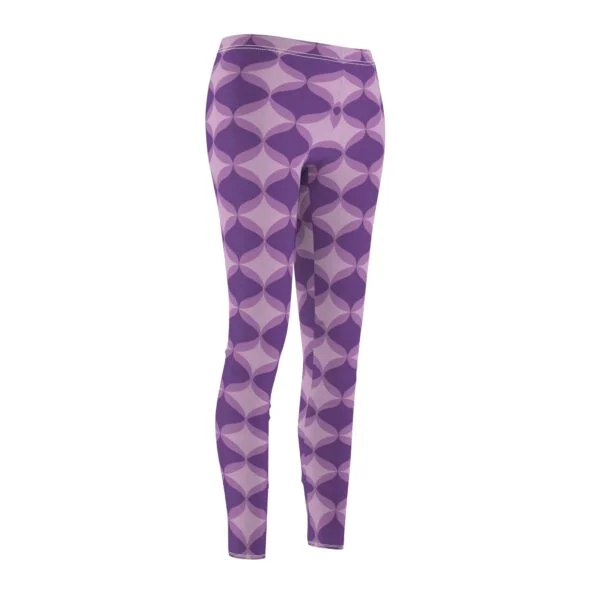 Interlocking Shades of Purple Pattern Leggings - Geometric Purple Yoga Pants - Image 4