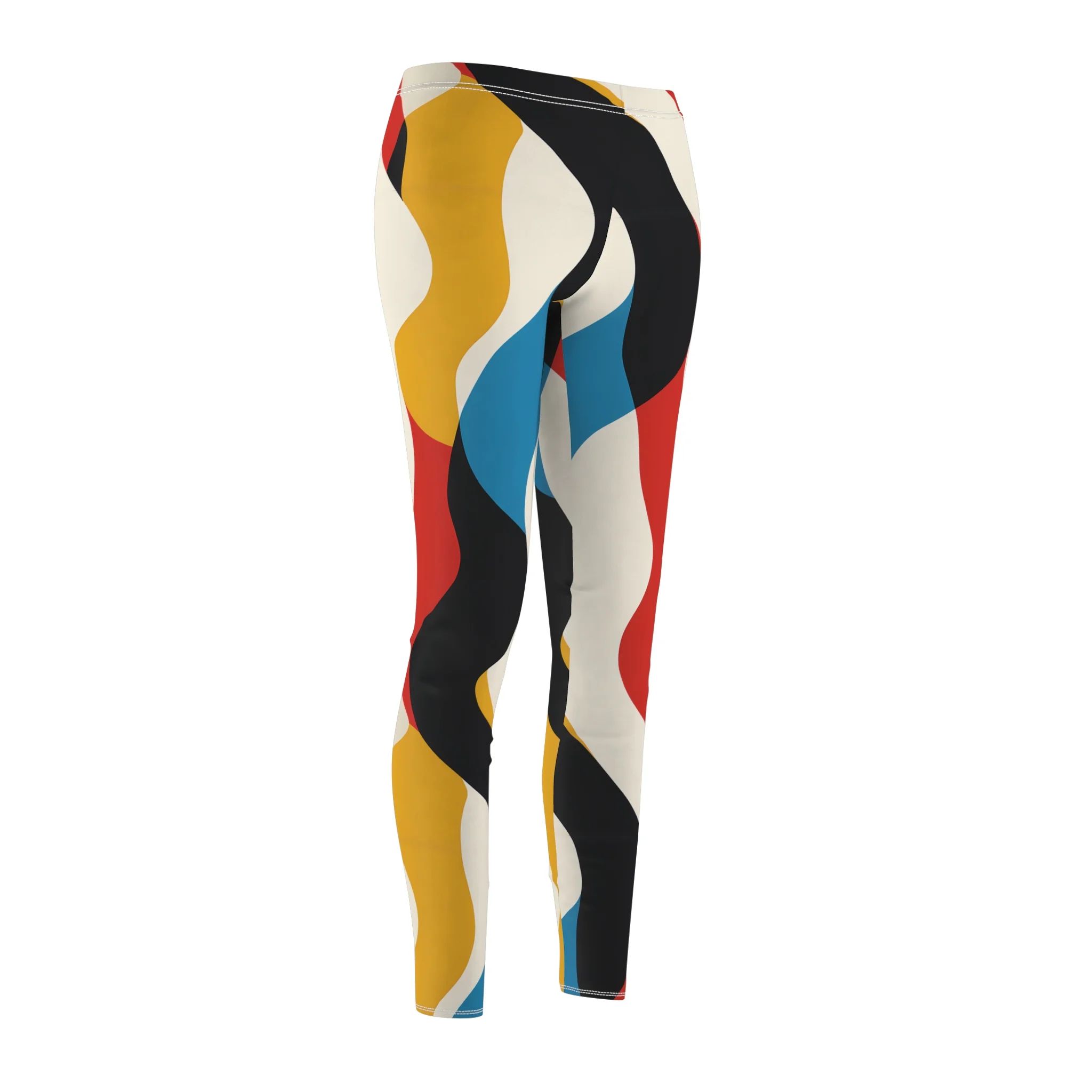 Abstract Pop Art Wave Pattern Leggings — Bold and Colorful Yoga Pants - Image 4