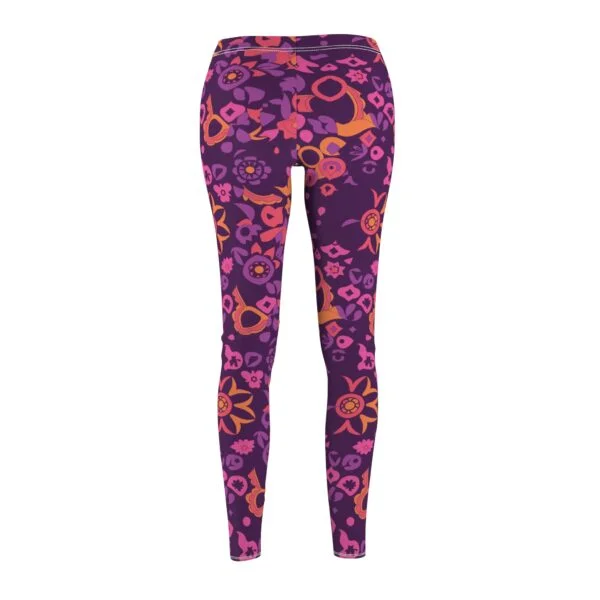 Vibrant Floral Abstract Pattern Leggings – Bold and Colorful Pink, Purple, and Orange Design for Activewear - Image 3
