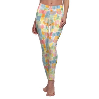 Colorful Abstract Pastel Mosaic Pattern Leggings – Perfect for Yoga, Workouts, and Everyday Wear