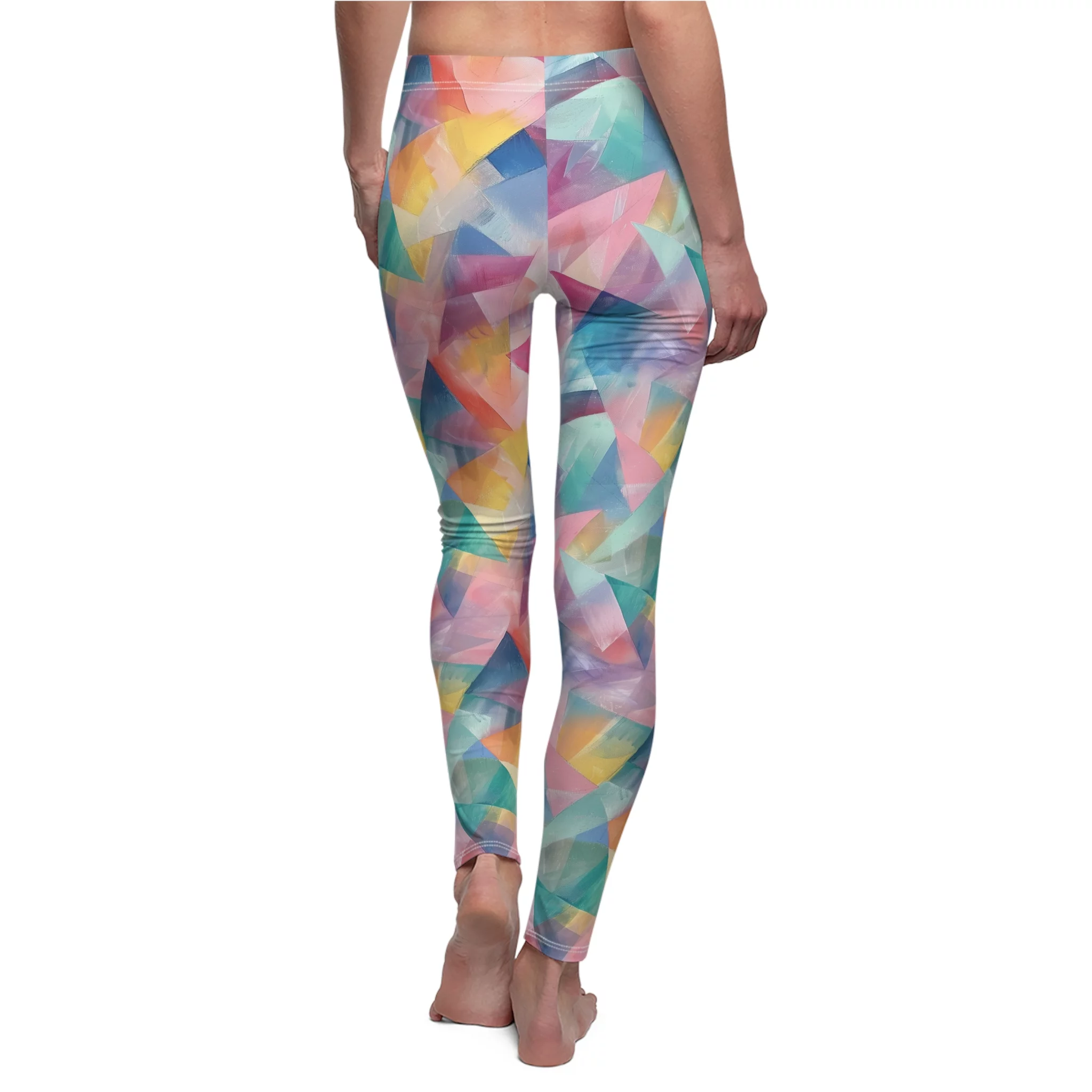 Pastel Geometric Abstract Pattern Leggings – Modern and Artistic Yoga Pants - Image 7