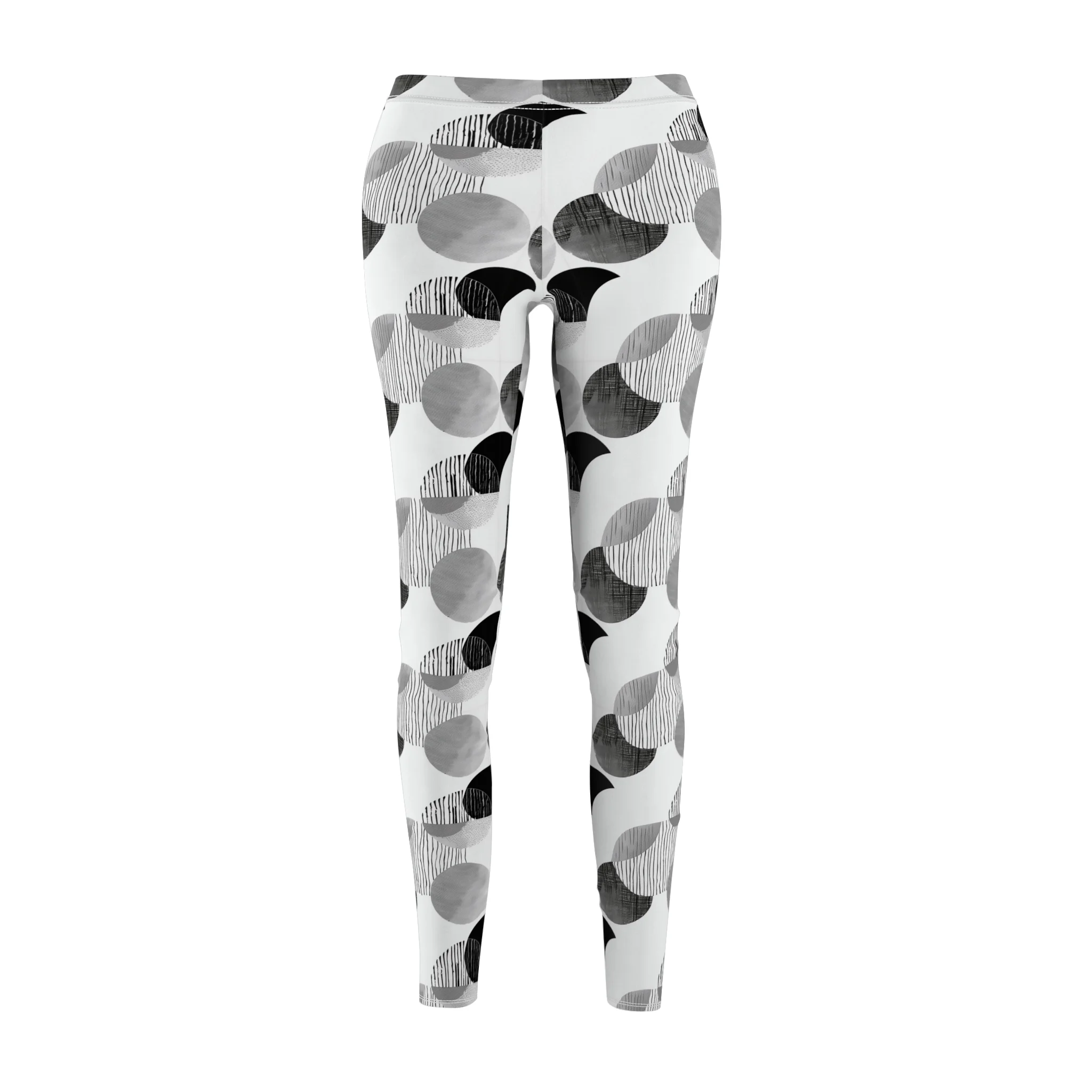 Monochrome Geometric Pattern Leggings – Chic Black and White Design for Modern Style - Image 2
