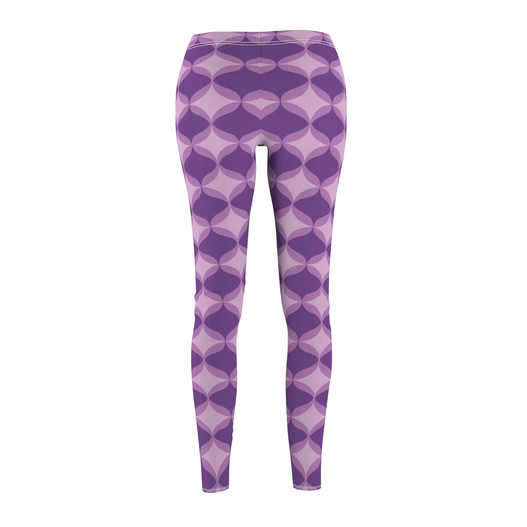 Interlocking Shades of Purple Pattern Leggings - Geometric Purple Yoga Pants - Image 3