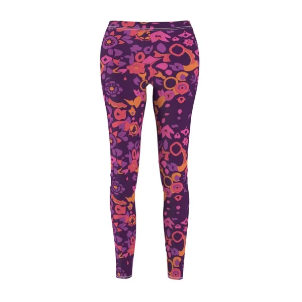 Vibrant Floral Abstract Pattern Leggings – Bold and Colorful Pink, Purple, and Orange Design for Activewear - Image 2