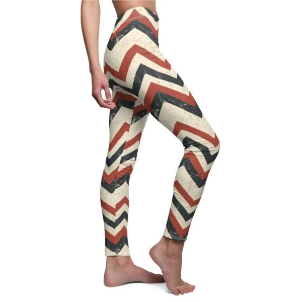 Vintage Chevron Pattern Leggings – Distressed Retro Yoga Pants - Image 6
