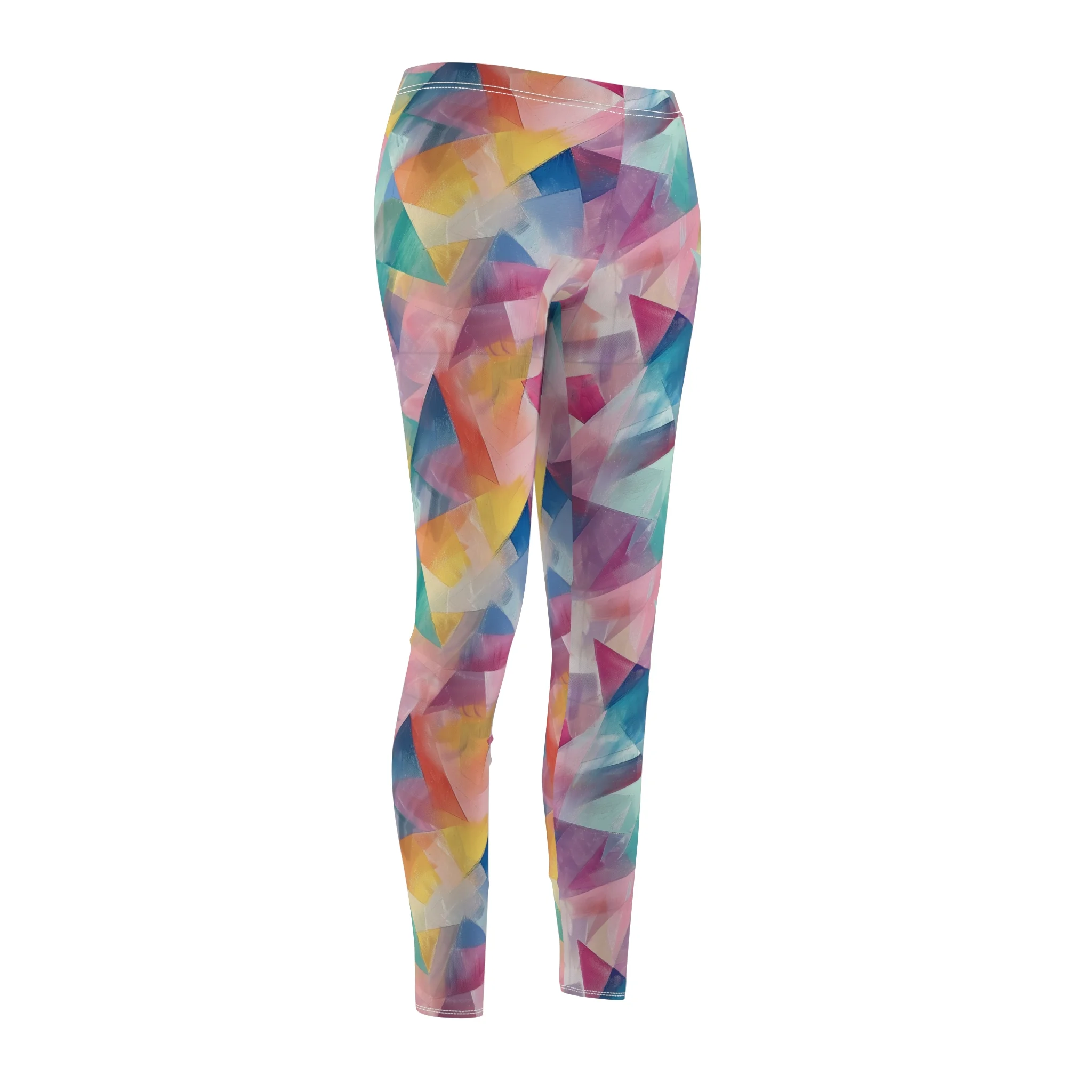 Pastel Geometric Abstract Pattern Leggings – Modern and Artistic Yoga Pants - Image 4
