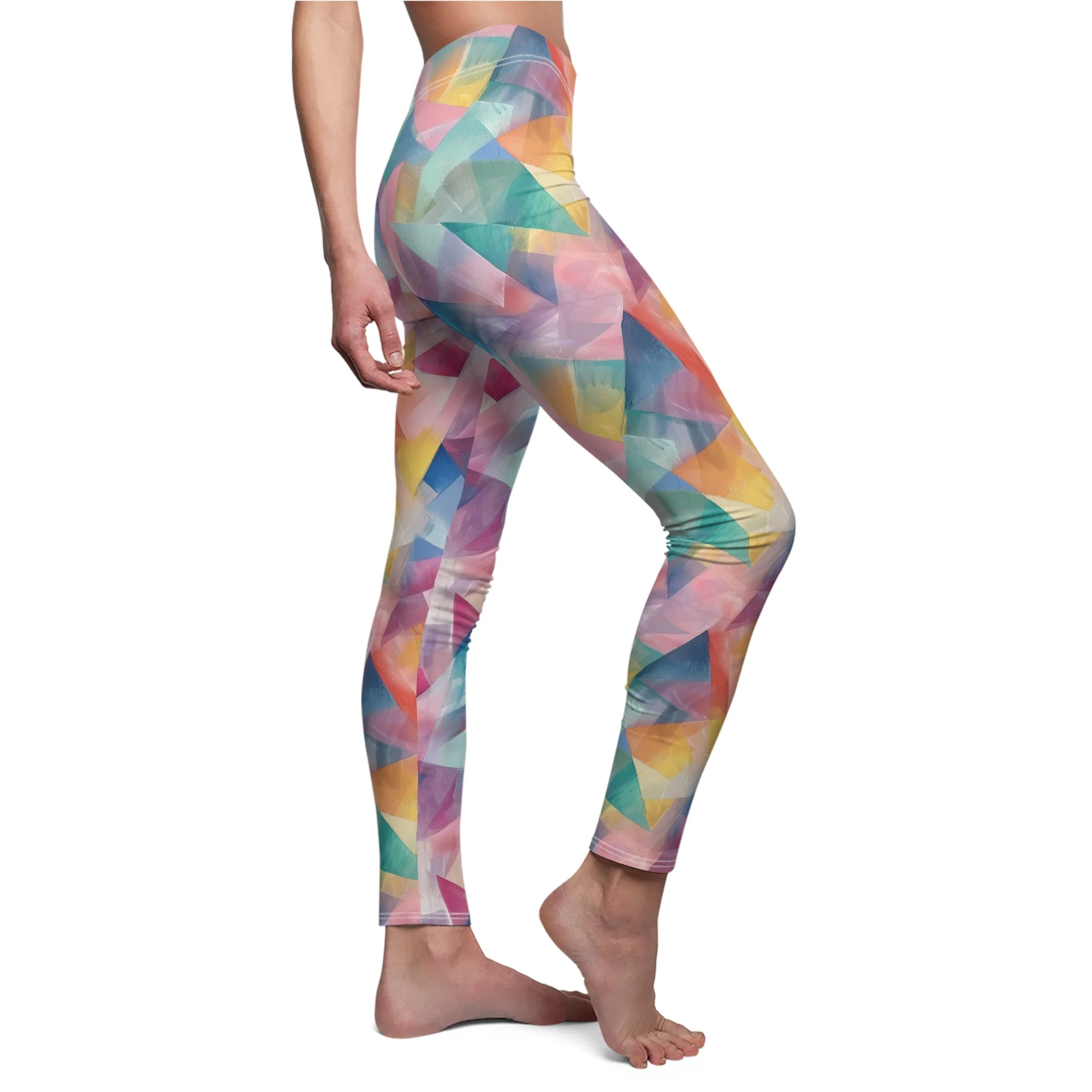 Pastel Geometric Abstract Pattern Leggings – Modern and Artistic Yoga Pants - Image 6