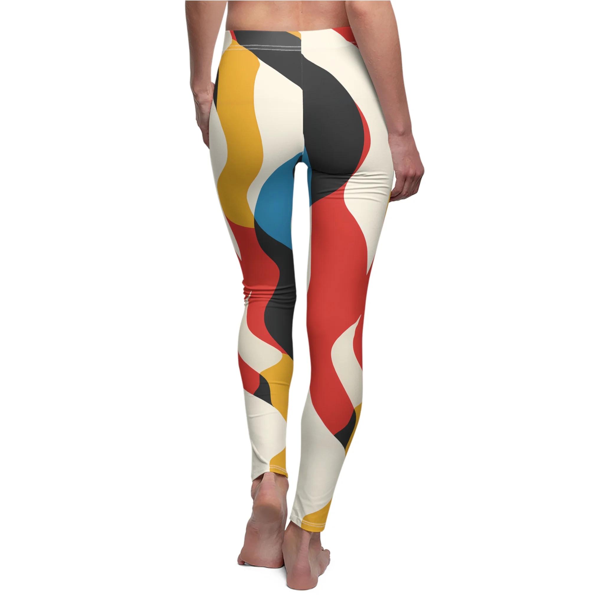 Abstract Pop Art Wave Pattern Leggings — Bold and Colorful Yoga Pants - Image 7