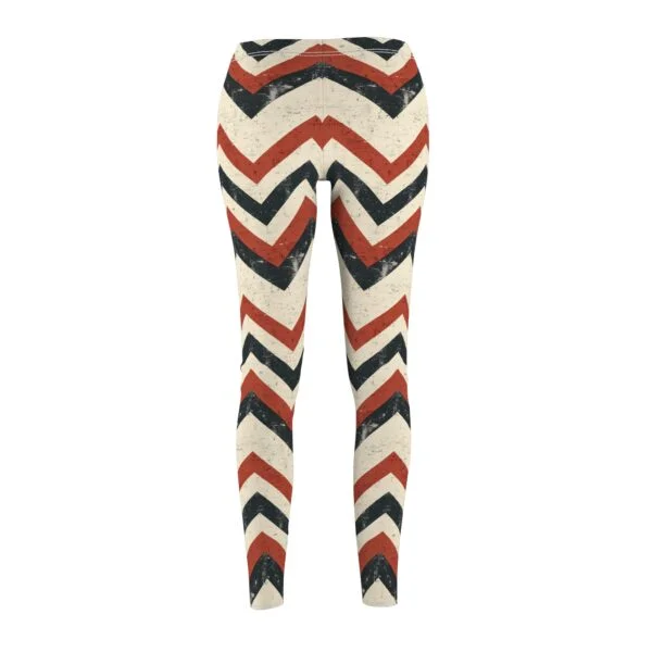 Vintage Chevron Pattern Leggings – Distressed Retro Yoga Pants - Image 3