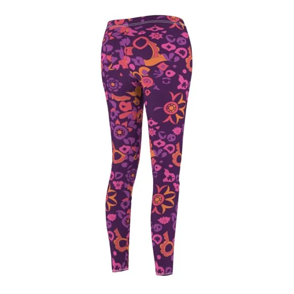 Vibrant Floral Abstract Pattern Leggings – Bold and Colorful Pink, Purple, and Orange Design for Activewear - Image 5