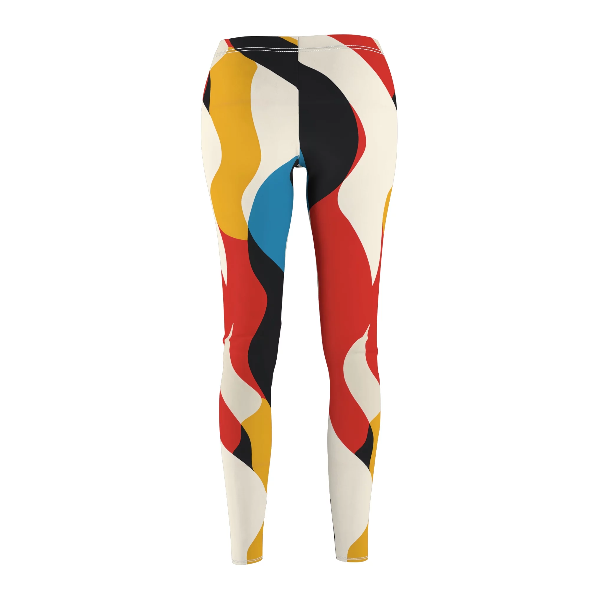 Abstract Pop Art Wave Pattern Leggings — Bold and Colorful Yoga Pants - Image 3