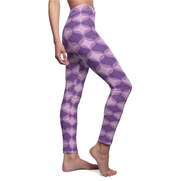 Interlocking Shades of Purple Pattern Leggings - Geometric Purple Yoga Pants - Image 6