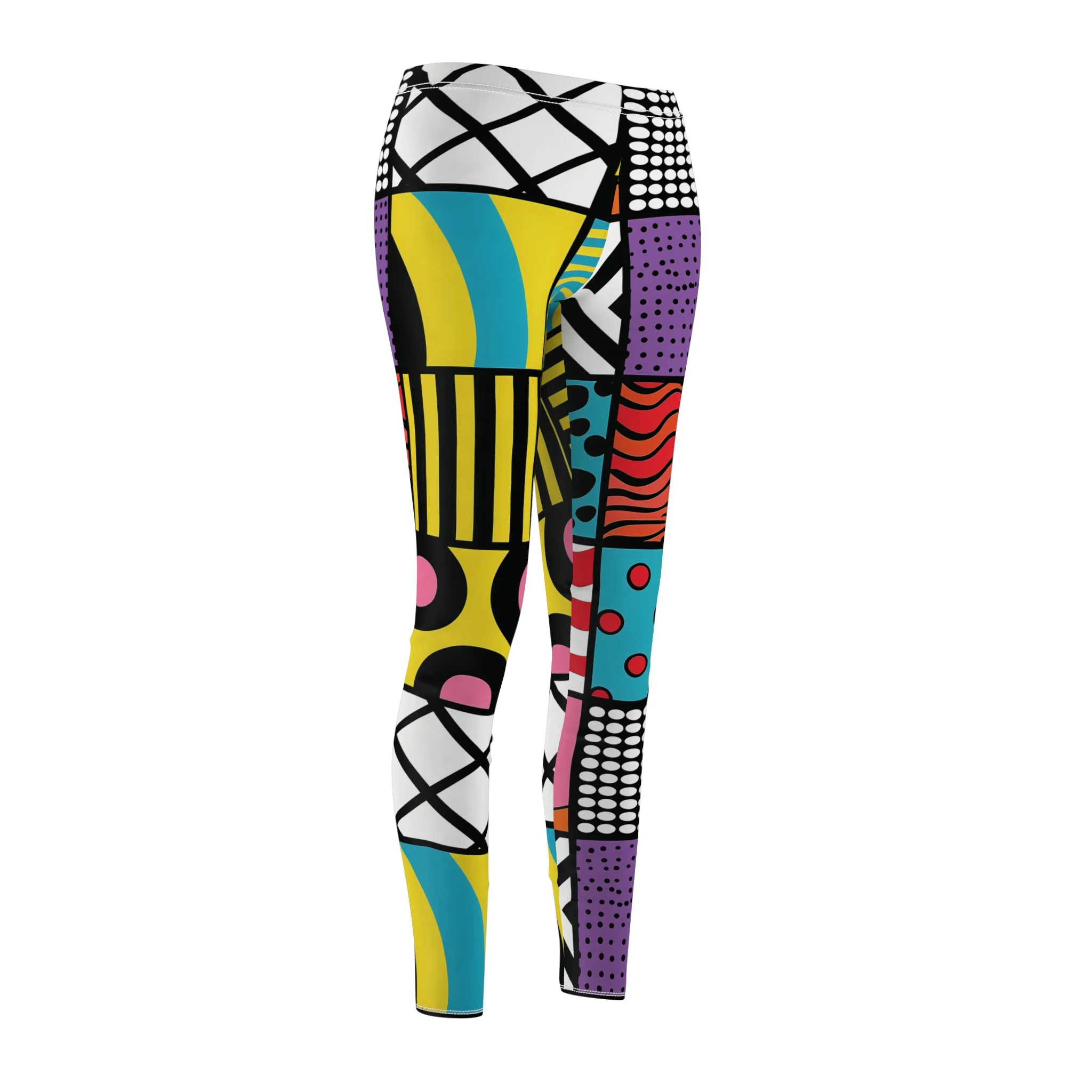 Pop Art Geometric Squares Pattern Leggings – Vibrant and Playful Design for Unique Style - Image 4
