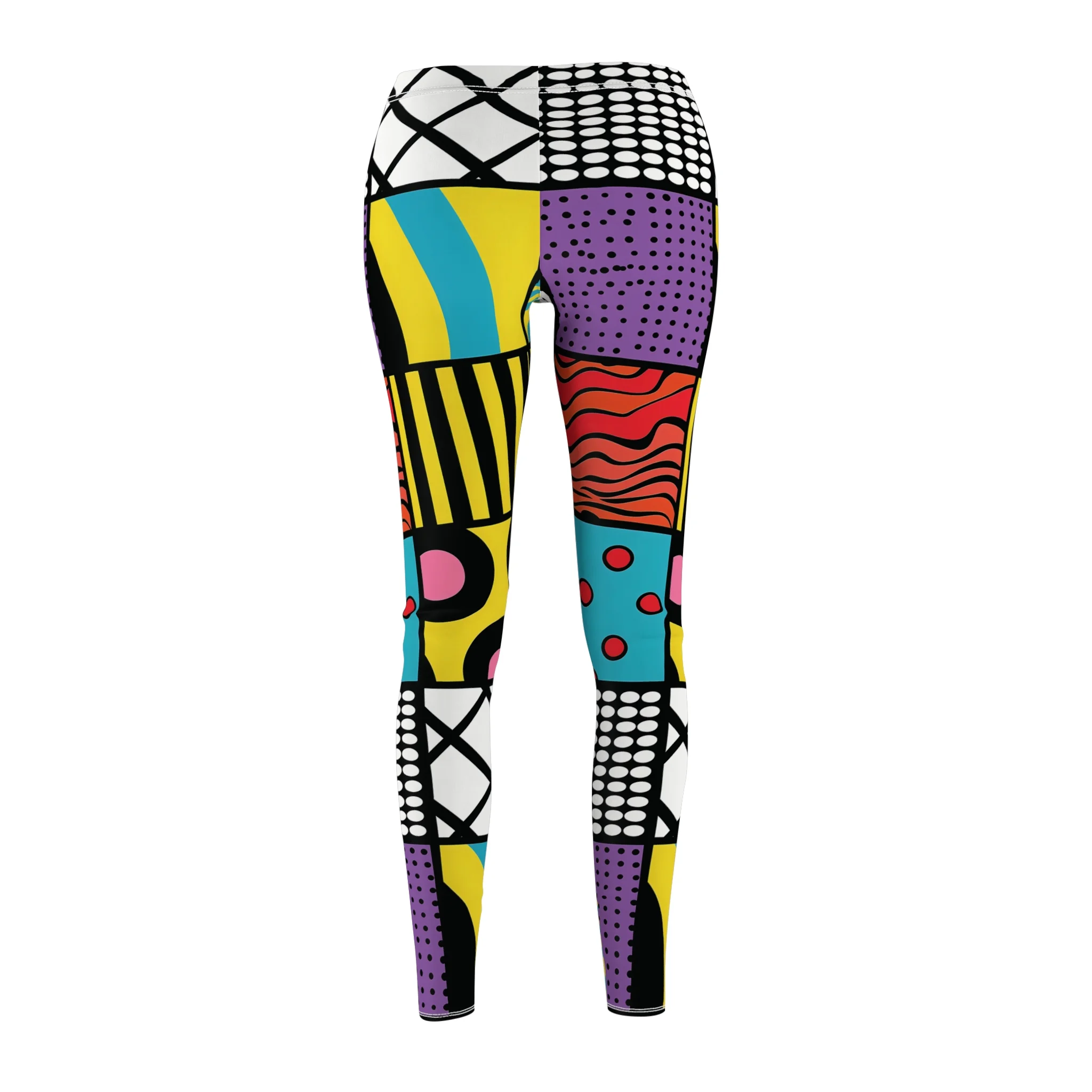 Pop Art Geometric Squares Pattern Leggings – Vibrant and Playful Design for Unique Style - Image 3