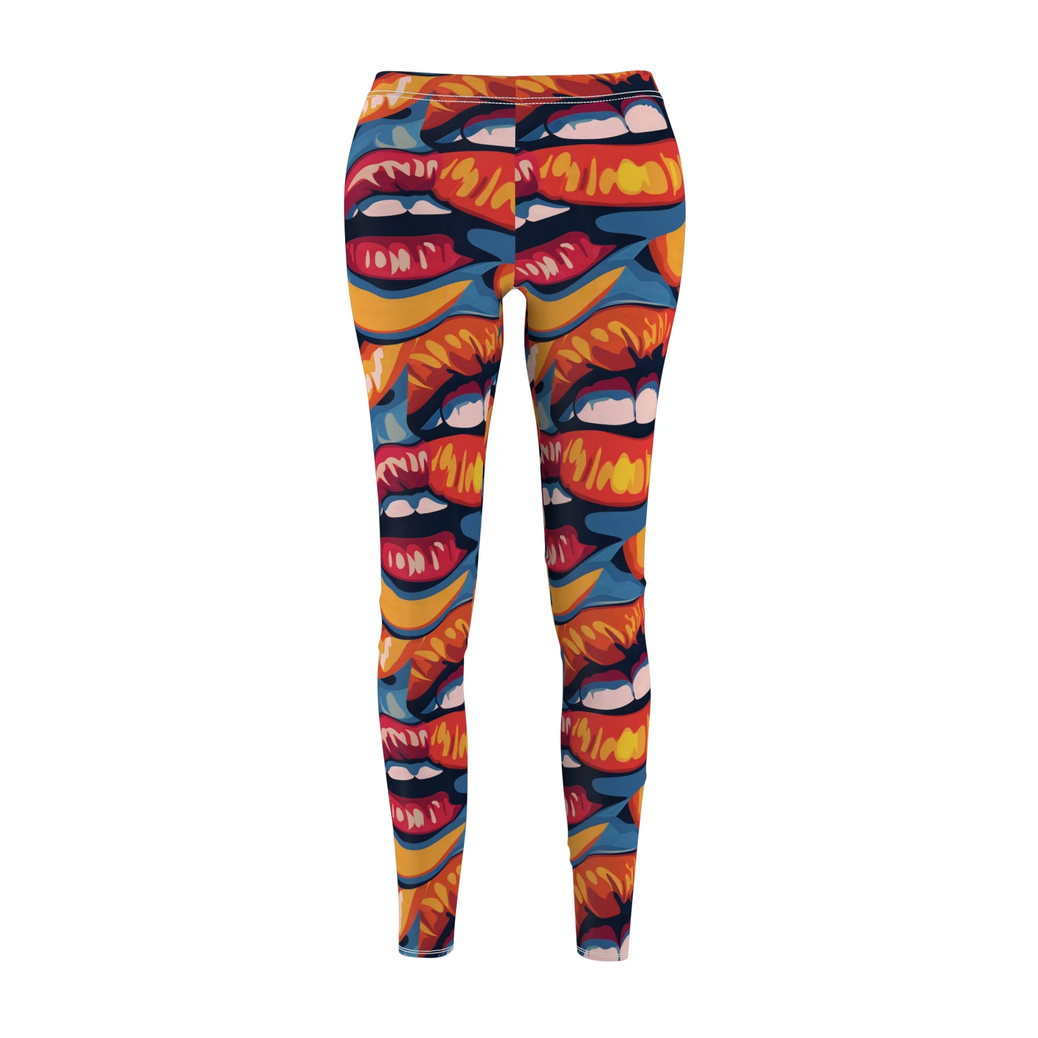 Pop Art Lips Pattern Leggings – Bold and Colorful Yoga Pants - Image 2