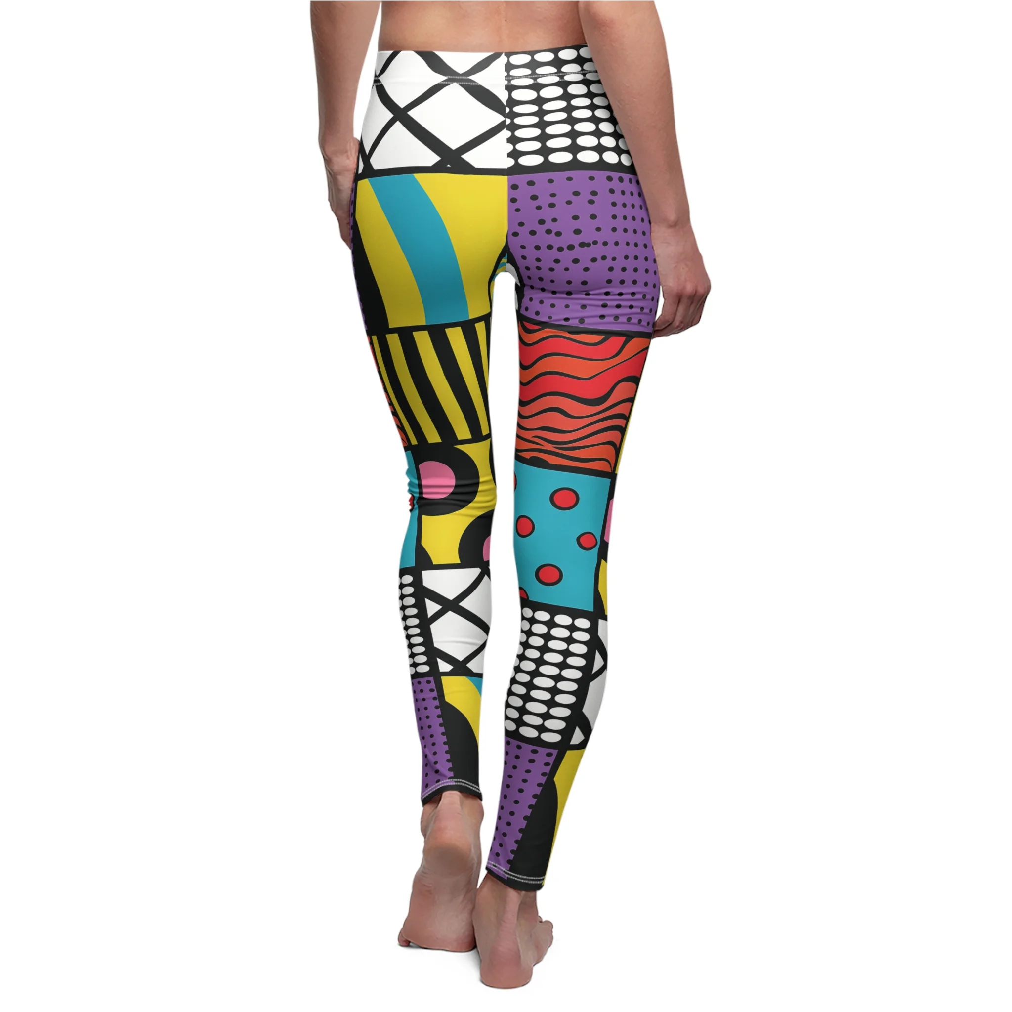 Pop Art Geometric Squares Pattern Leggings – Vibrant and Playful Design for Unique Style - Image 7