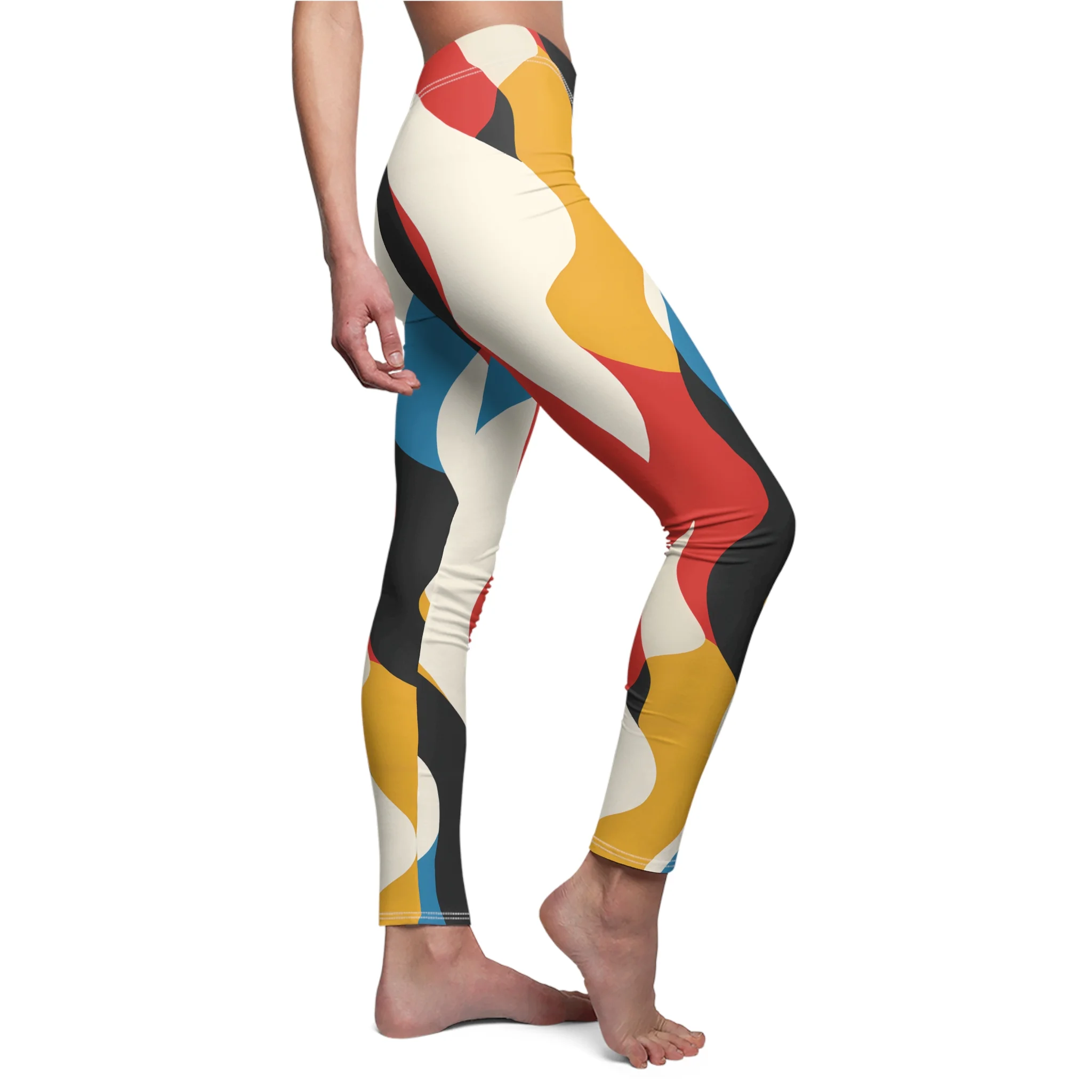 Abstract Pop Art Wave Pattern Leggings — Bold and Colorful Yoga Pants - Image 6