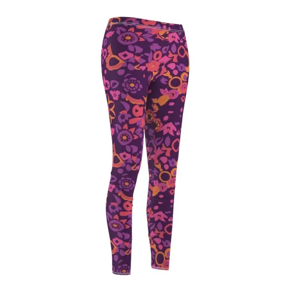 Vibrant Floral Abstract Pattern Leggings – Bold and Colorful Pink, Purple, and Orange Design for Activewear - Image 4