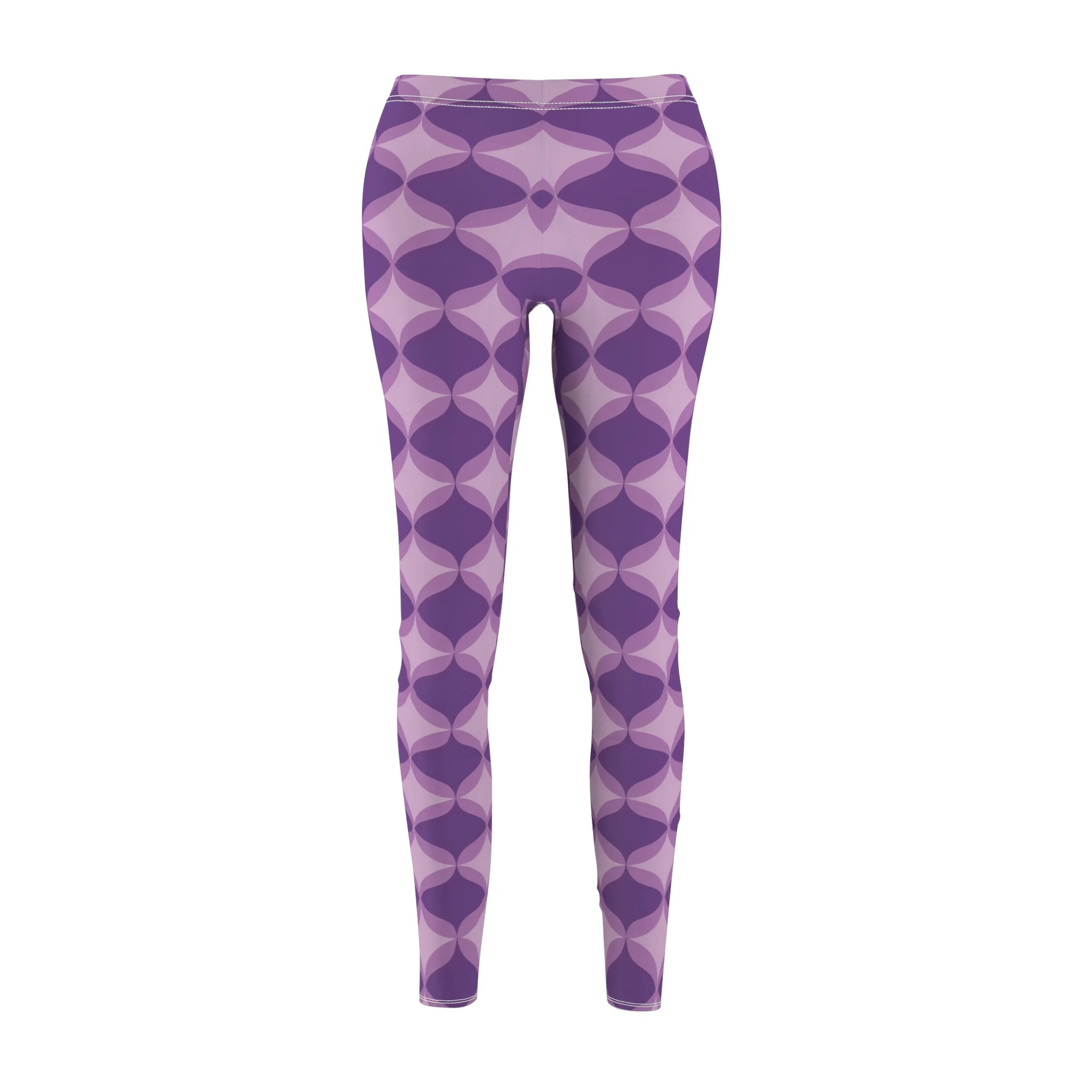 Interlocking Shades of Purple Pattern Leggings - Geometric Purple Yoga Pants - Image 2